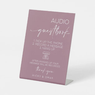 Dusky Pink Audio Guestbook Wedding Reception Pedestal Sign
