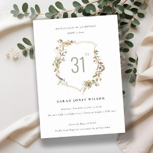 Dusky Pink Blush Wildflower Crest Birthday Invitation