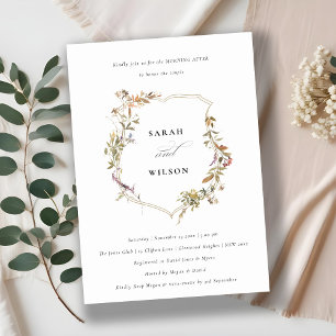 Dusky Pink Blush Wildflower Crest Morning After Invitation