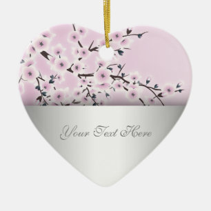 Dusky Pink Cherry Blossom Ceramic Tree Decoration