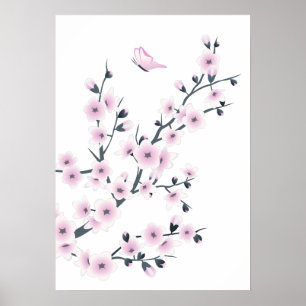 Dusky Pink Cherry Blossoms Poster