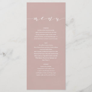 Dusky pink elegant watercolor painted wedding menu
