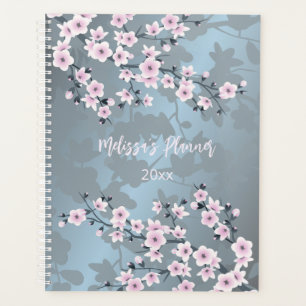 Dusky Pink Grayish Blue Cherry Blossom Name Year Planner