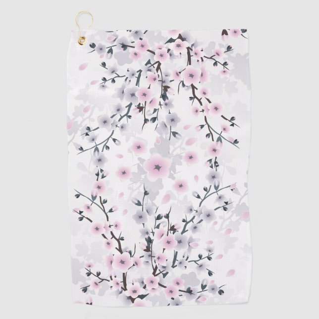 Dusky Pink Mauve Cherry Blossom  Golf Towel (Front)