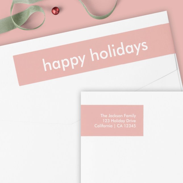 Dusky Pink | Minimal Modern Christmas Address Wrap Around Label (Creator Uploaded)