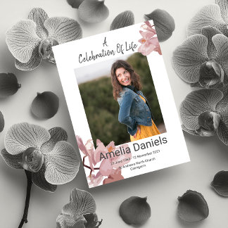 Dusky Pink Orchid Celebration Of Life Photo Card