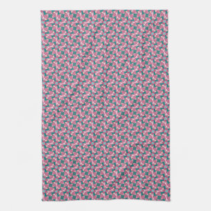 Dusky Pink + Teal Abstract Pattern Tea Towel