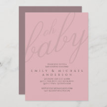 Dusky Pink Typography Baby Shower Gender Reveal