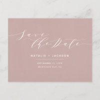 Dusky pink + white elegant wedding save the date
