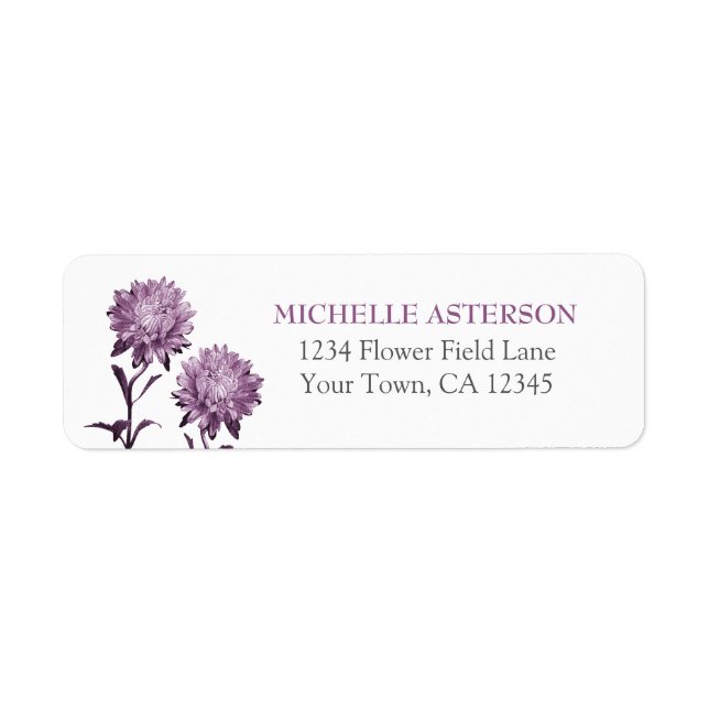Dusky Purple Aster Return Address Label (Front)