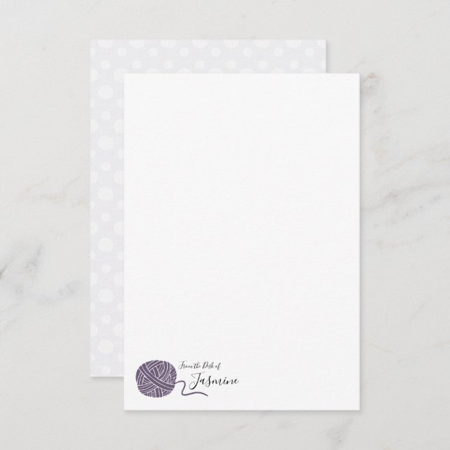 Dusky Purple Grape Yarn Ball Note Card (Front/Back)
