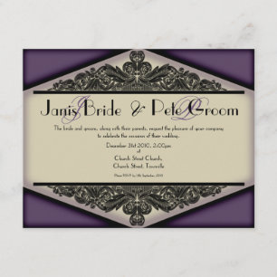 Dusky Purple Vintage-monogrammed, wedding invitati Invitation