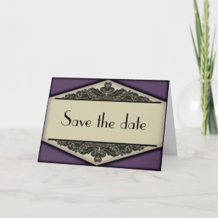 Dusky Purple Vintage, save the date card