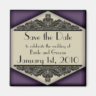 Dusky Purple Vintage, save the date magnet