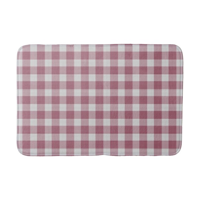 dusky rose checkered gingham plaid bath mat (Front)