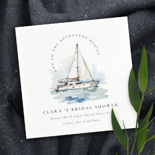 Dusky Sailboat Yacht Seascape Bridal Shower Napkin