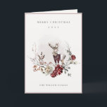 Dusky Stag Marsala Foliage Wreath Merry Christmas Holiday Card<br><div class="desc">If you need any further customisation please feel free to message me on yellowfebstudio@gmail.com.</div>