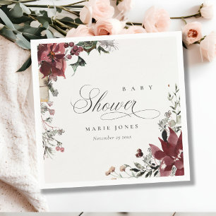 Dusky Warm Winter Festive Foliage Baby Shower Napkin
