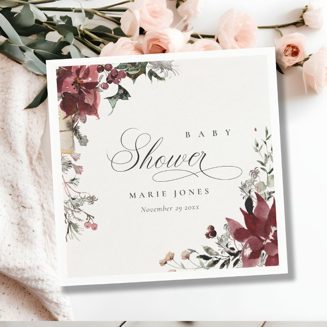 Dusky Warm Winter Festive Foliage Baby Shower  Napkin (Creator Uploaded)