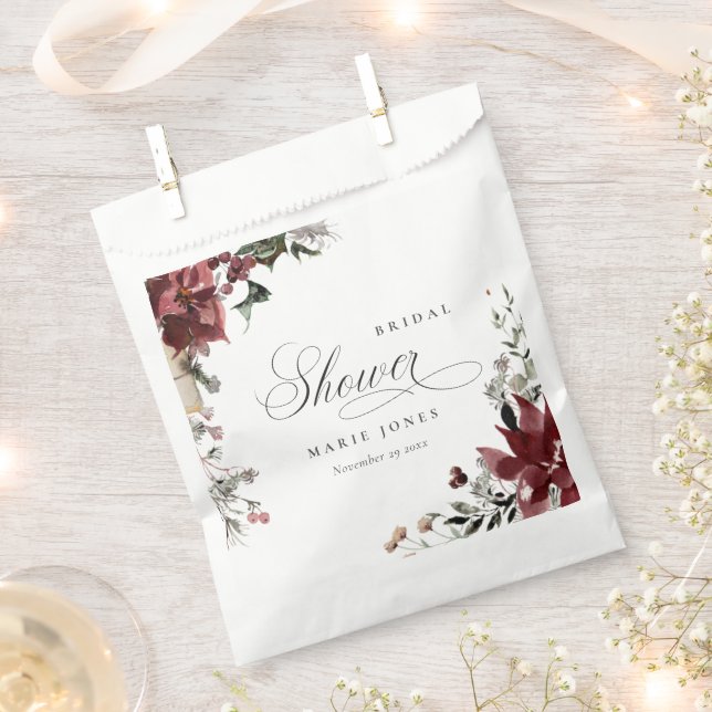 Dusky Warm Winter Festive Foliage Bridal Shower Favour Bag (Clipped)