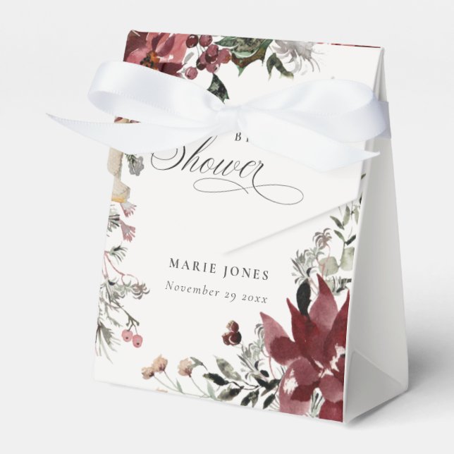 Dusky Warm Winter Festive Foliage Bridal Shower Favour Box (Front Side)