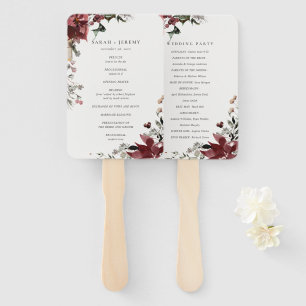 Dusky Warm Winter Festive Foliage Wedding Program Hand Fan
