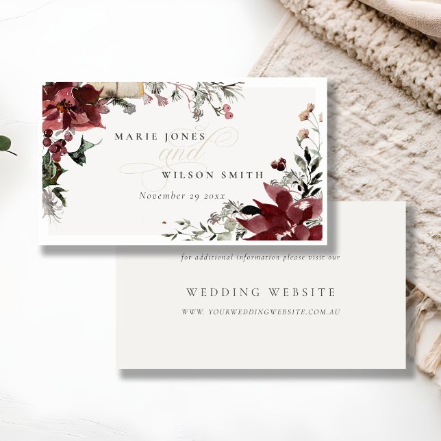 Dusky Warm Winter Festive Foliage Wedding Website Enclosure Card (Creator Uploaded)