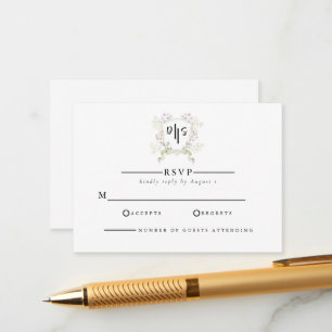 Dusky Wildflower Monogram Crest Wedding Enclosure Card