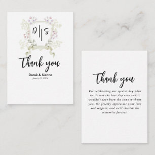 Dusky Wildflower Monogram Crest Wedding Note Card