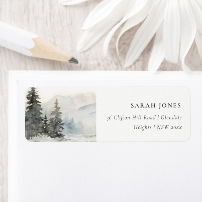 Dusky Winter Snow Mountain Landscape Address Return Address Label (Insitu)