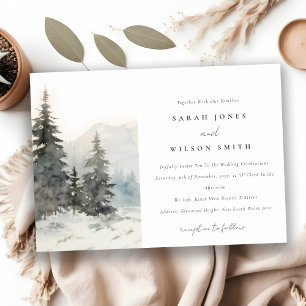 Dusky Winter Snow Mountain Landscape Wedding Invitation