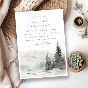 Dusky Winter Snow Mountain Landscape Wedding Invitation