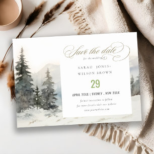 Dusky Winter Snow Mountain Landscape Wedding Save The Date