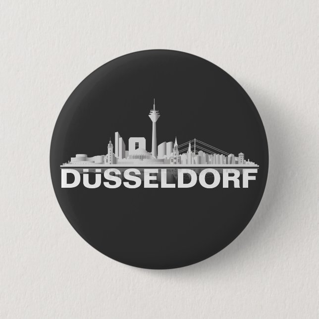 Düsseldorf City Skyline Button / Pin / plug (Front)