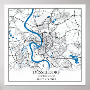 Dusseldorf Deutschland City Map Travel Simple Poster