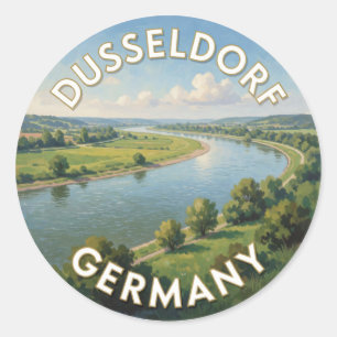 Dusseldorf Germany Rhine Riverside 🌊 Classic Round Sticker