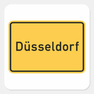 Dusseldorf, Germany Road Sign Square Sticker