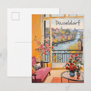 Dusseldorf Germany Travel City Painting Aesthetic Postcard