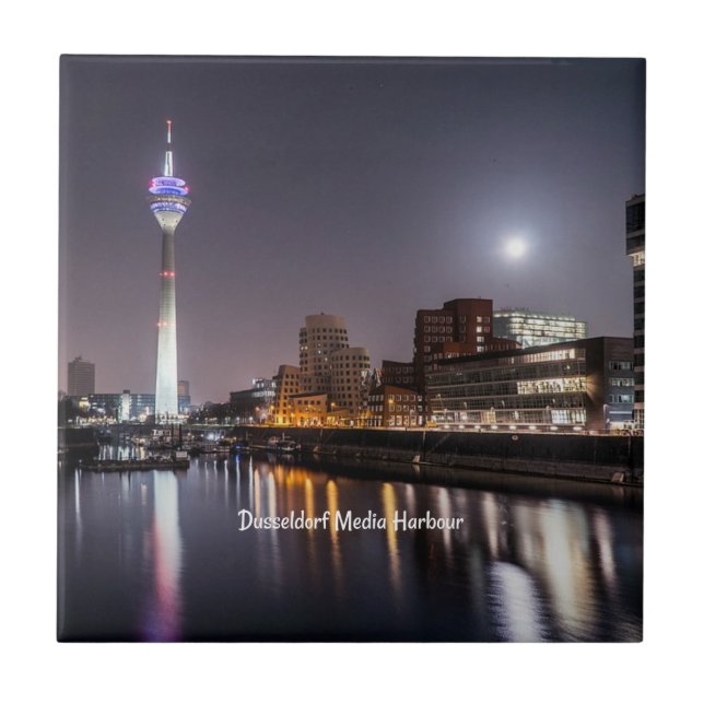 Dusseldorf, Media Harbour (labelled) Ceramic Tile (Front)
