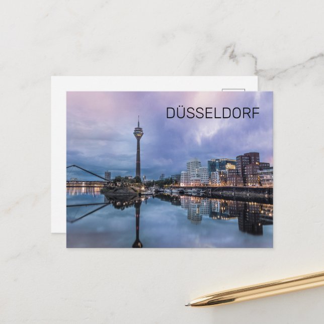 Dusseldorf Skyline Germany Holiday Sunset Souvenir (Front/Back In Situ)