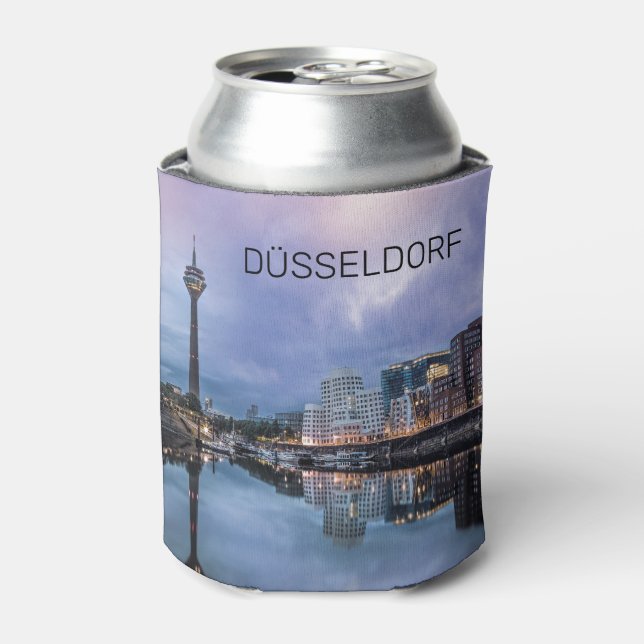 Dusseldorf Skyline Germany Holiday Sunset Souvenir Can Cooler (Can Front)