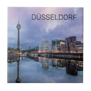 Dusseldorf Skyline Germany Holiday Sunset Souvenir Ceramic Tile