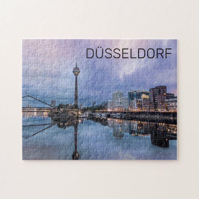 Dusseldorf Skyline Germany Holiday Sunset Souvenir Jigsaw Puzzle (Horizontal)