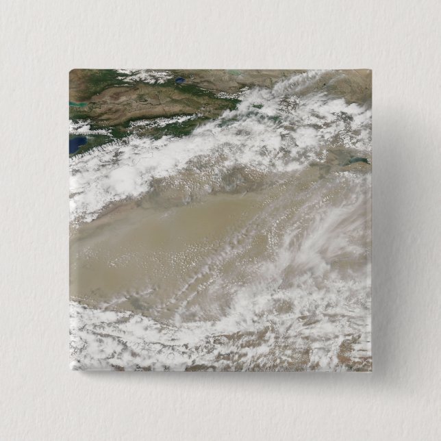 Dust and clouds hovered over the Taklimakan Des 15 Cm Square Badge (Front)