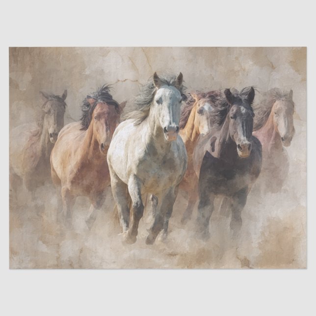 Dust and Motion Wild Horses Decoupage Tissue Paper (Front)