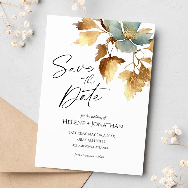 Dust Blue Boho Wedding Save The Date Invitation (Creator Uploaded)