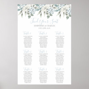 Dust Blue floral Wedding Seating Chart