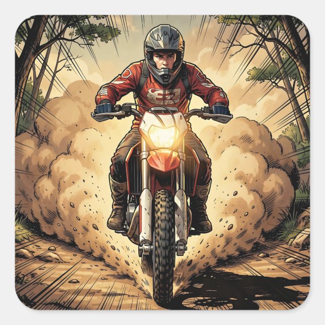 Dust & Determination Full Throttle Motocross Square Sticker (Front)