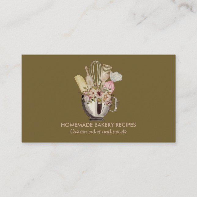 Dust Green Sage Bakery Cake Maker Cupcake Shop Business Card (Front)