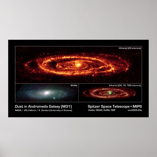 Dust in Andromeda Galaxy (M31) – Spitzer Space Poster (Front)